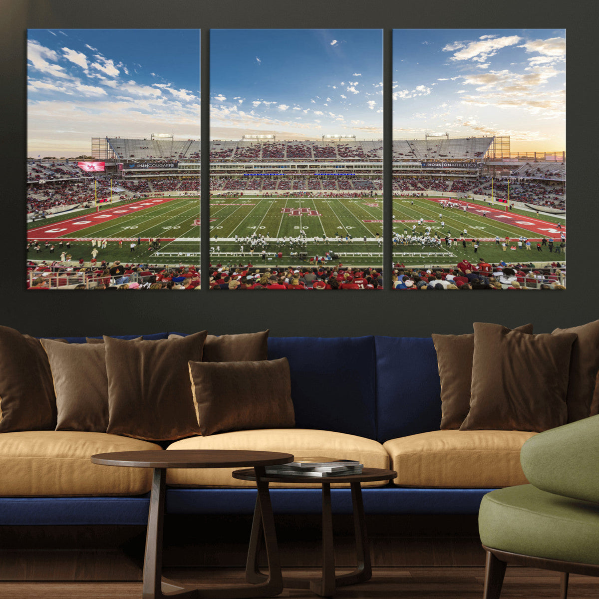 Framed Houston Cougars Football Team Print - Houston TDECU