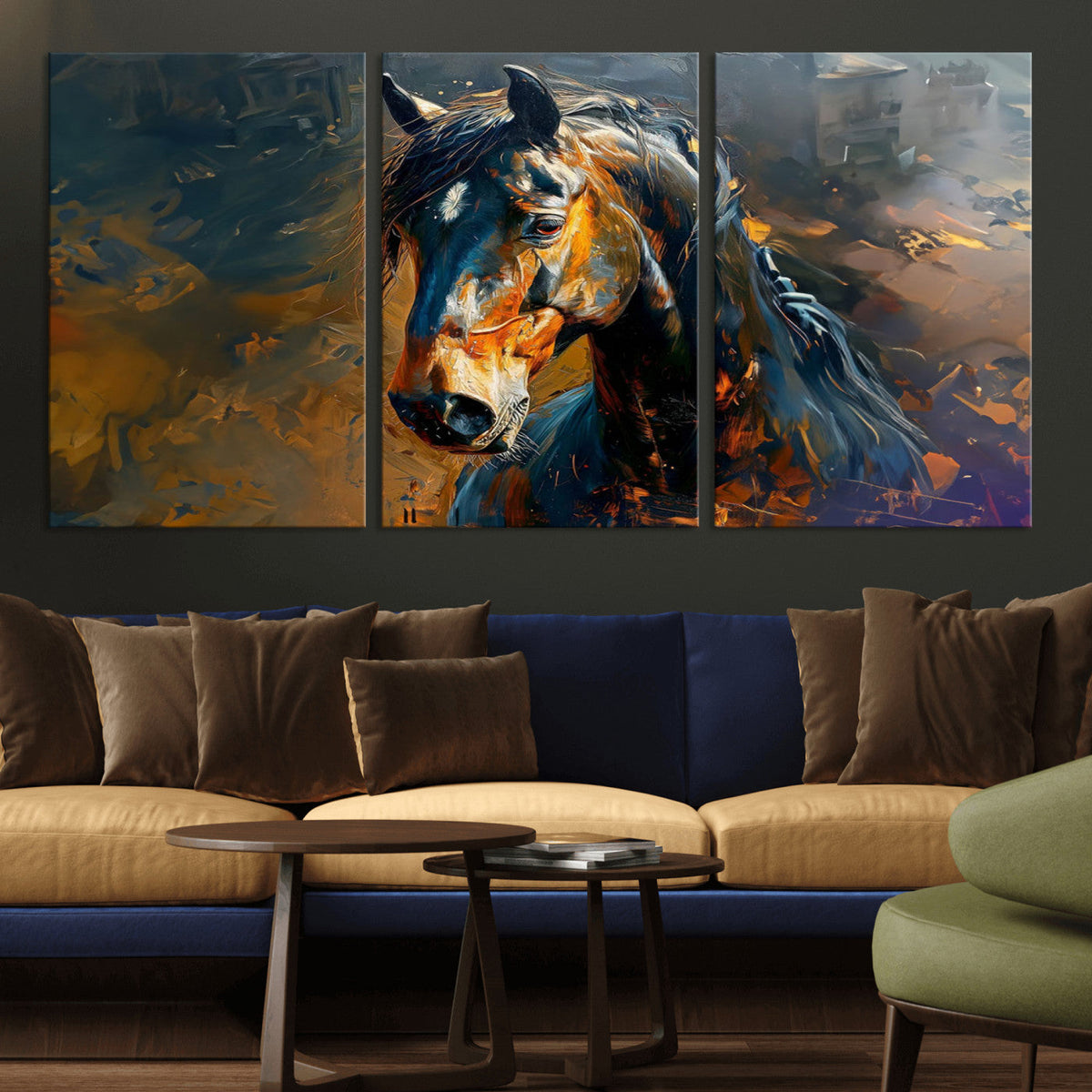 Abstract Horse Wall Art Canvas Print | Farmhouse Wall Decor