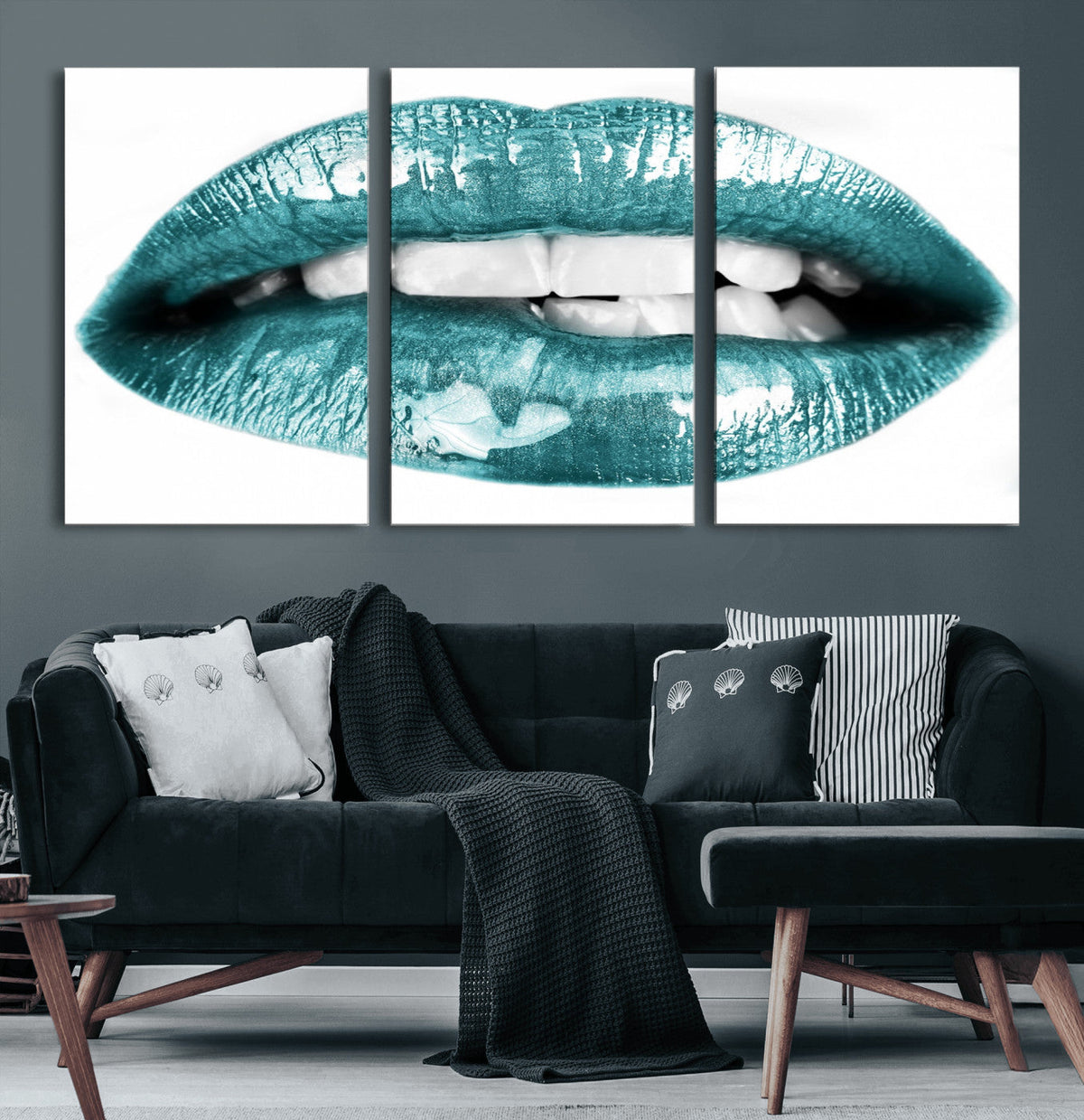 Blue Lips Wall Art Canvas Print