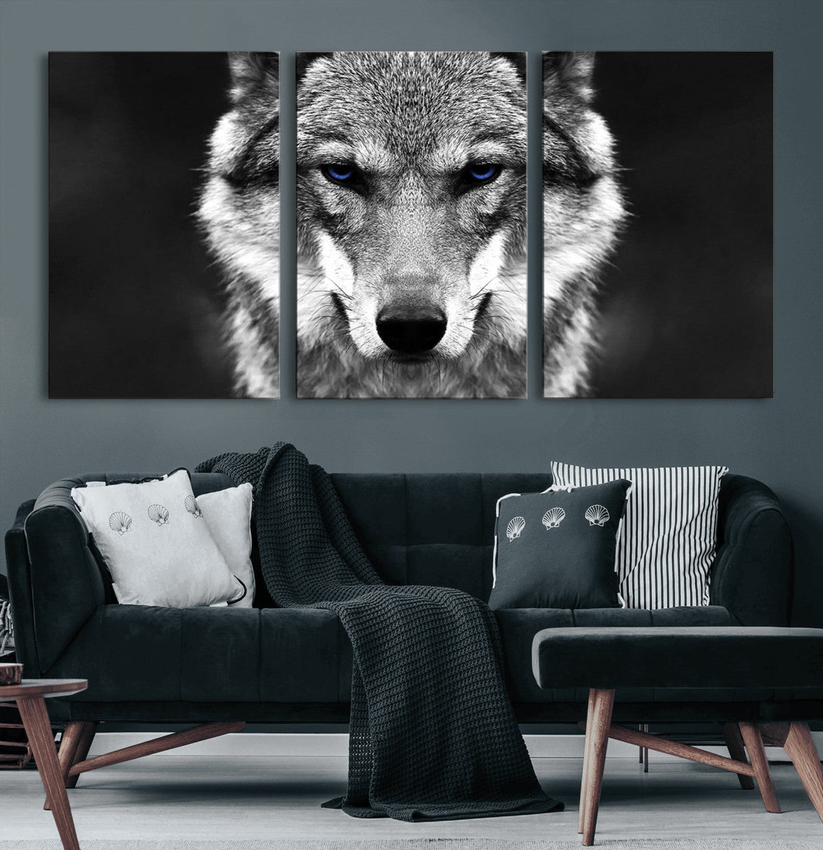 Black and White Wild Wolf Wall Art Canvas Print