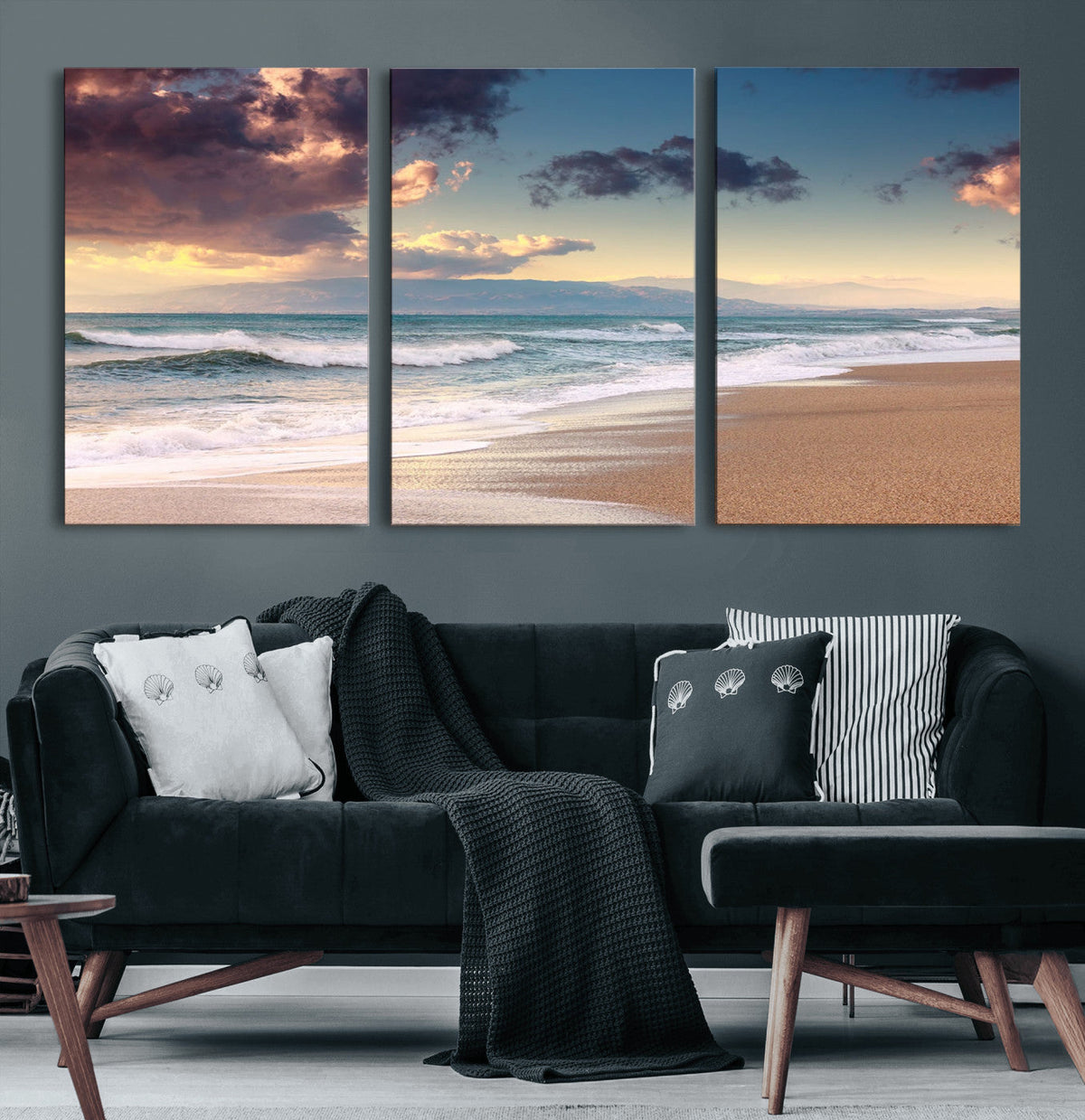 Cloudy Weather Beach Sunset Canvas Print | Sunrise Wall Art