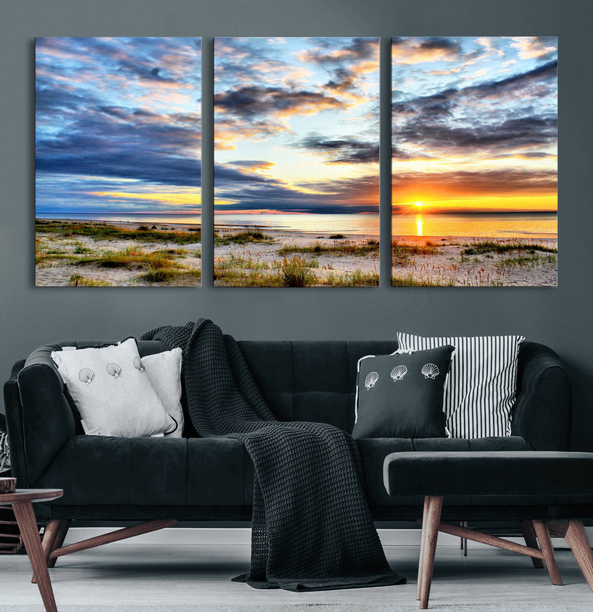 Sunset On The Ocean Wall Art Canvas Print