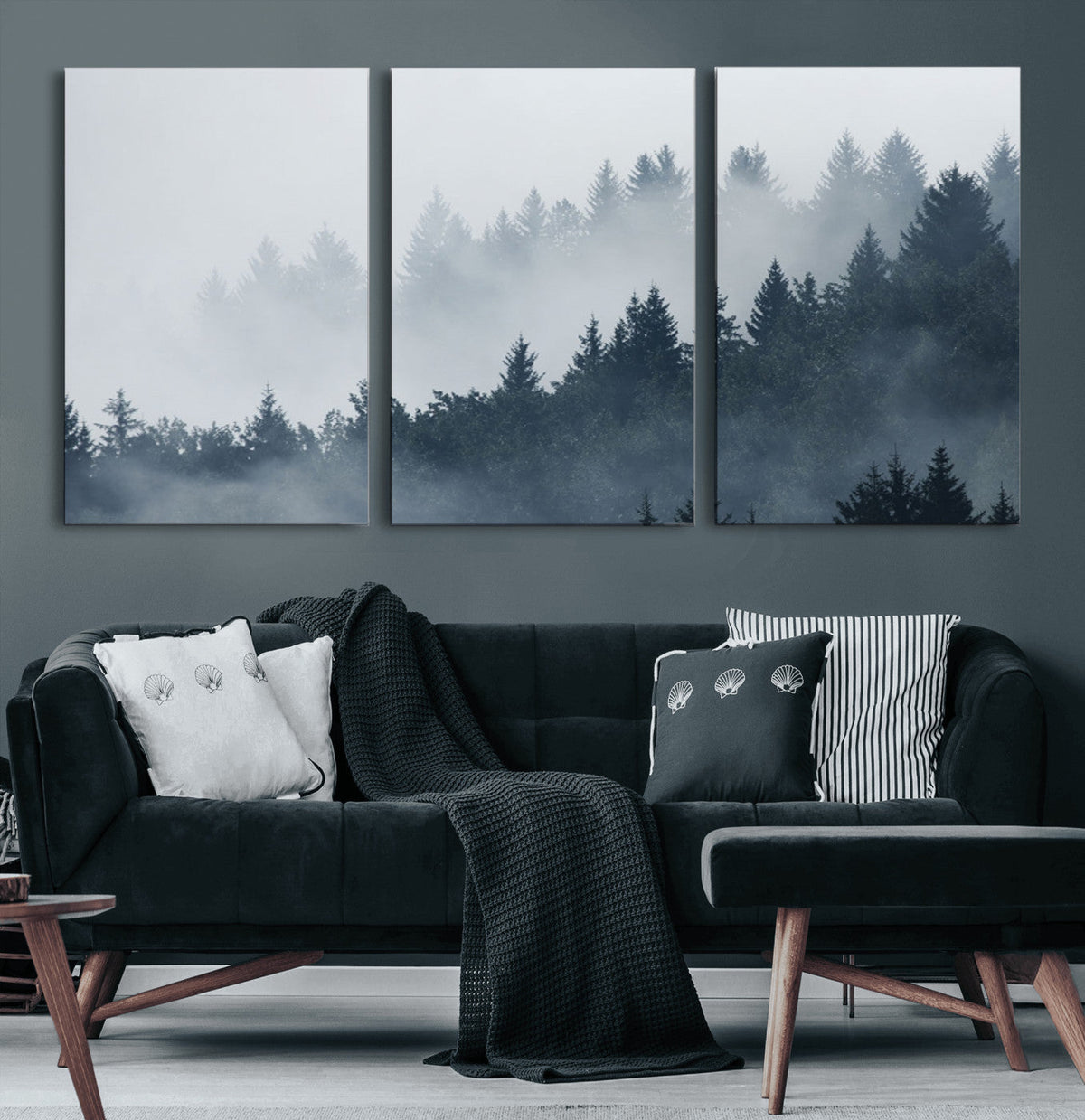 Foggy Pine Forest Wall Art Canvas Print