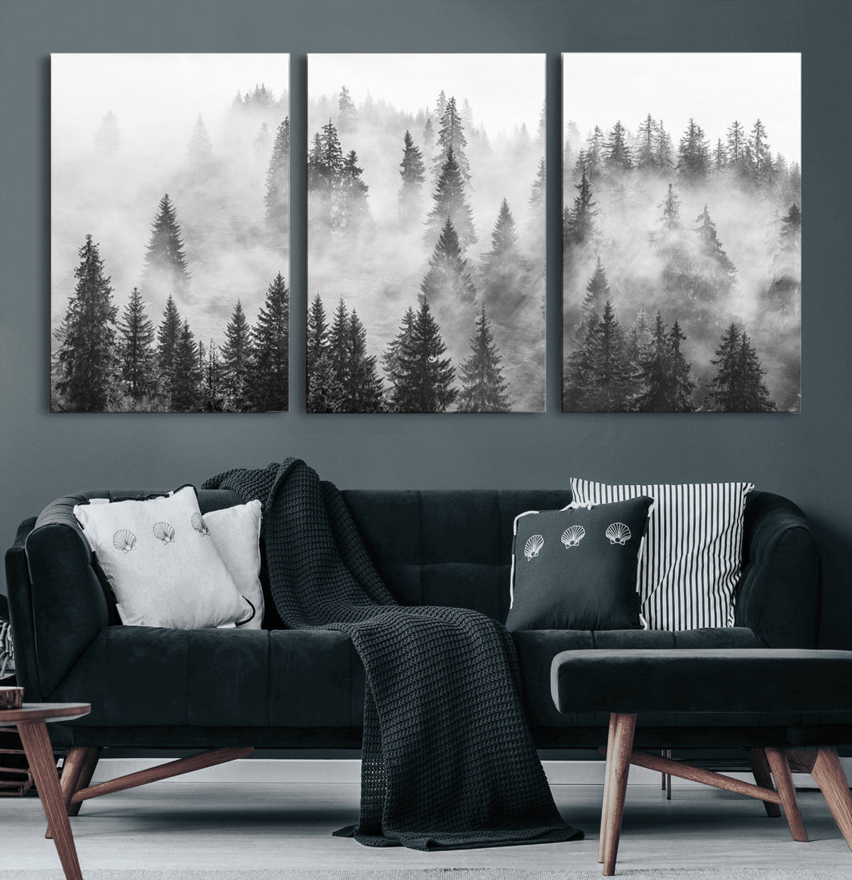 Forest Wall Art Print | Foggy Pine Forest Canvas Wall Art -