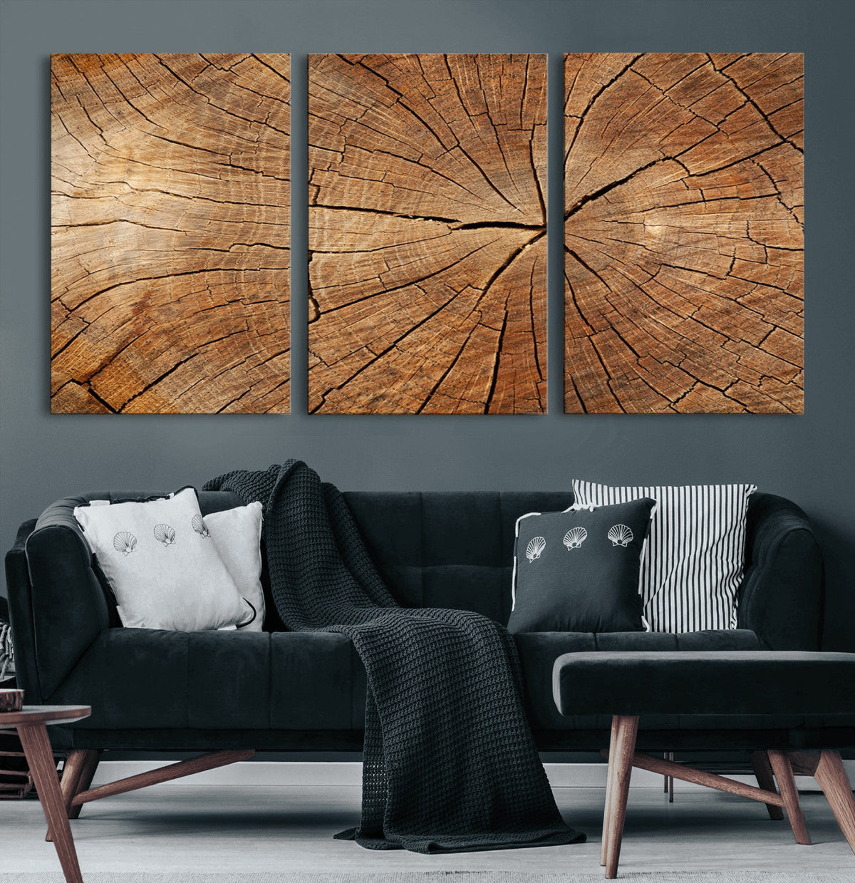 Tree Ring Canvas Art, Rustic Wood Grain Wall Art, Tree Slice