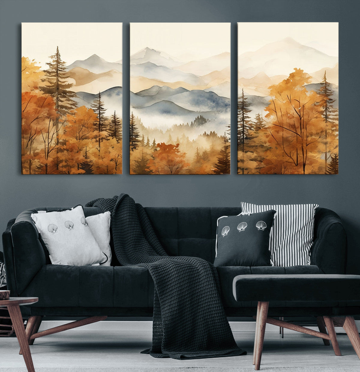 Golden Autumn Forest Wall Art Canvas | Mountain Landscape