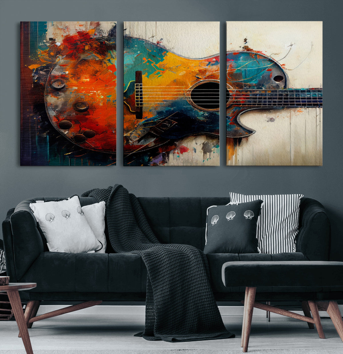 Abstract Guitar Wall Art Canvas | Vibrant Music-Inspired Art