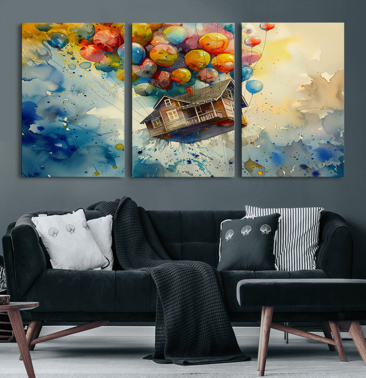 UP-Inspired Floating House with Balloons Canvas Art –