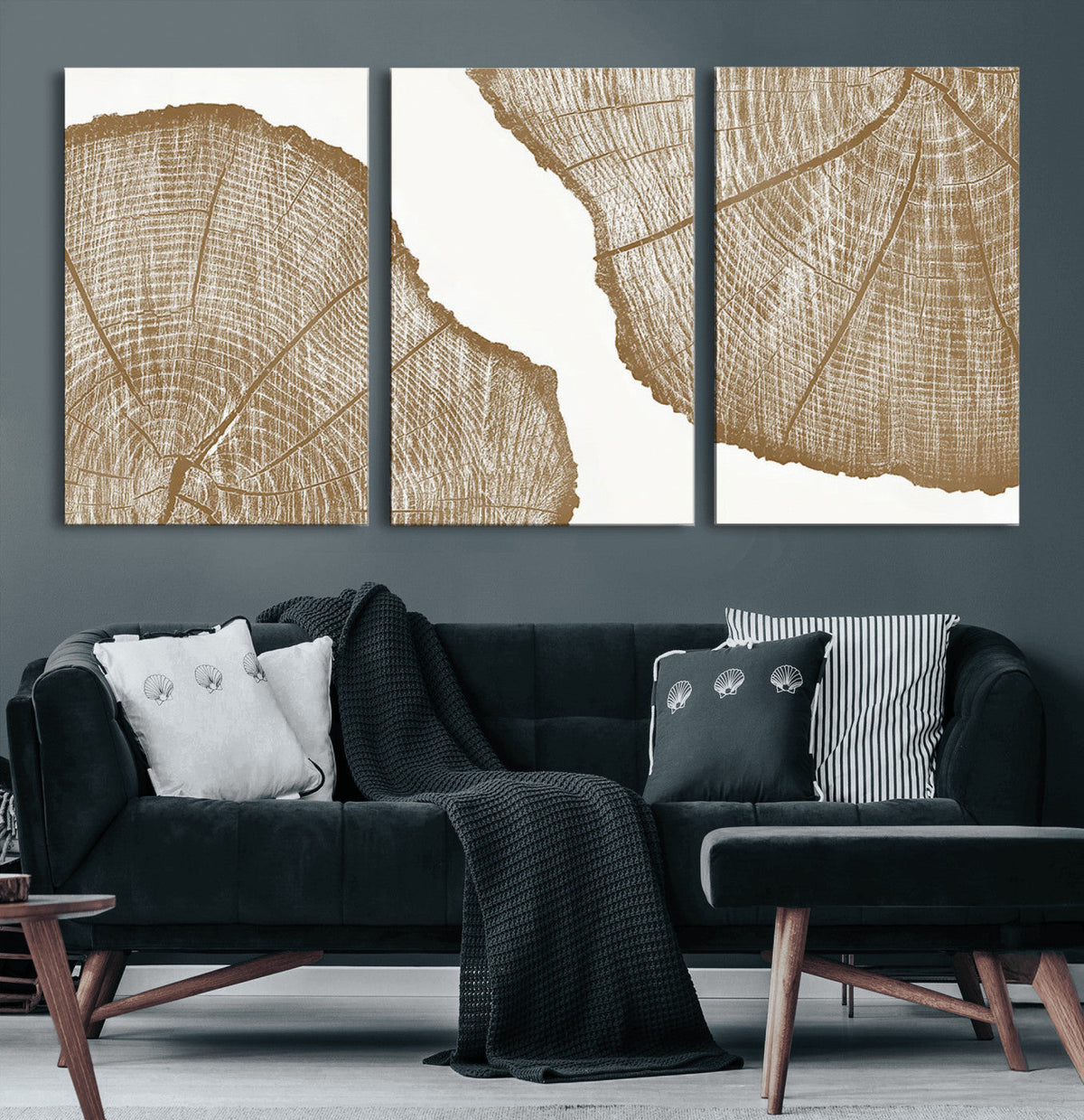 Rustic Brown Tree Ring Wall Art Canvas Print – Framed and