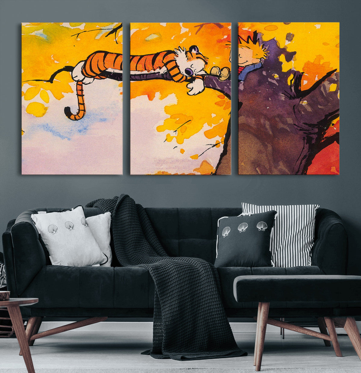 Calvin and Hobbes Tree Scene Canvas Print | 3 Panel Large