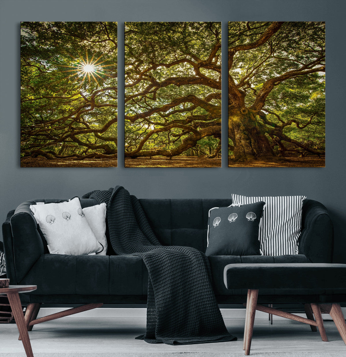 Ancient Angel Oak Tree Art Sunburst Canvas Print-