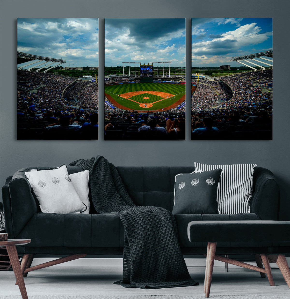 3-Panel Kauffman Stadium Wall Art Print | Large Kansas City
