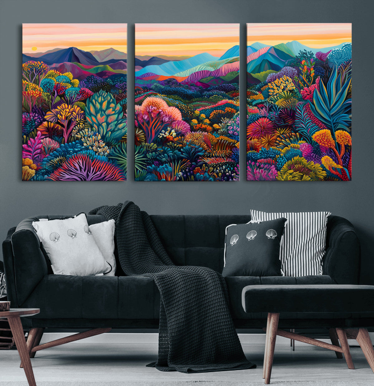 Colorful Abstract Landscape Wall Art Print Canvas - Vibrant