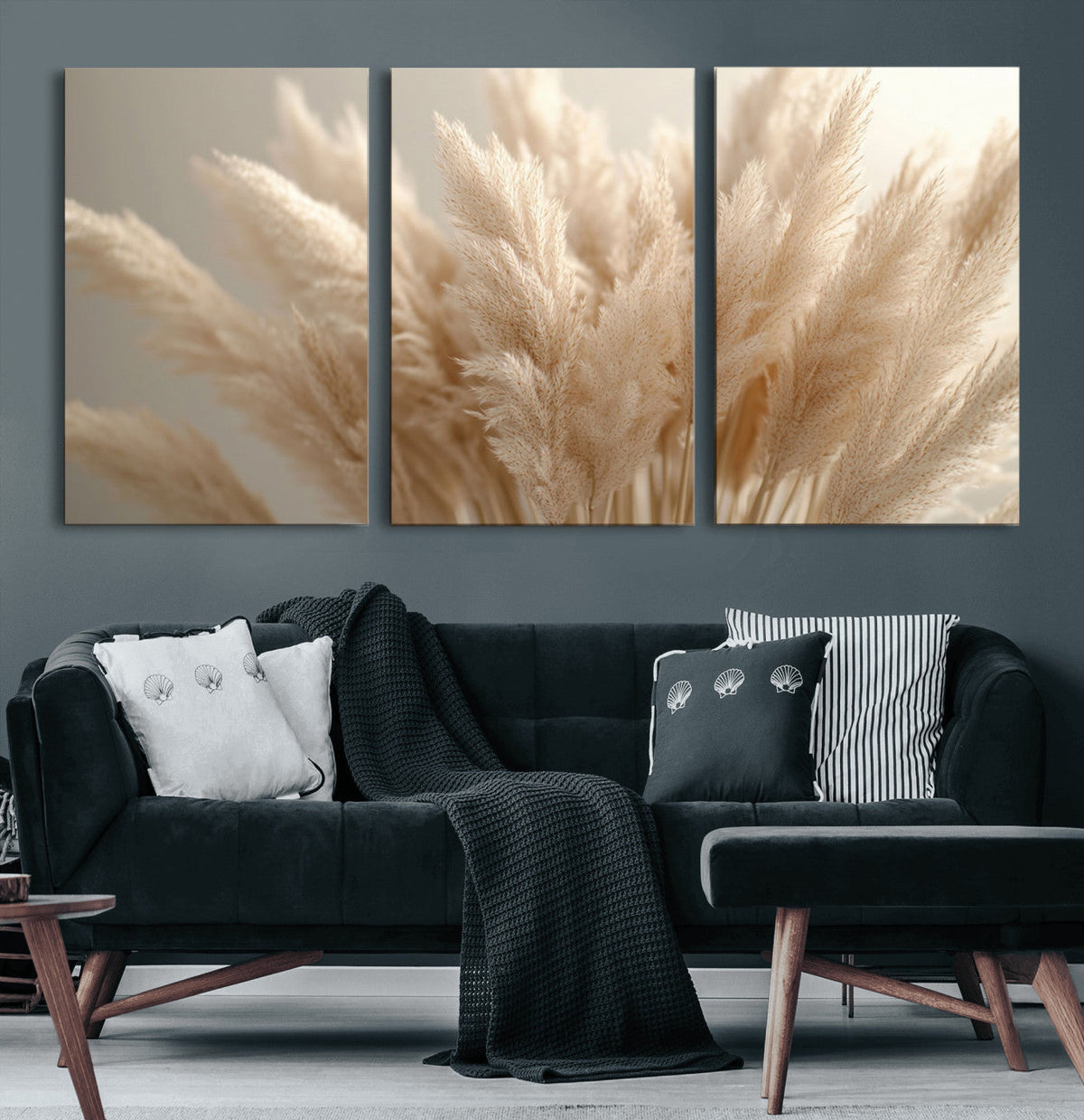 Pampas Grass Canvas Wall Art - Elegant Neutral Decor for