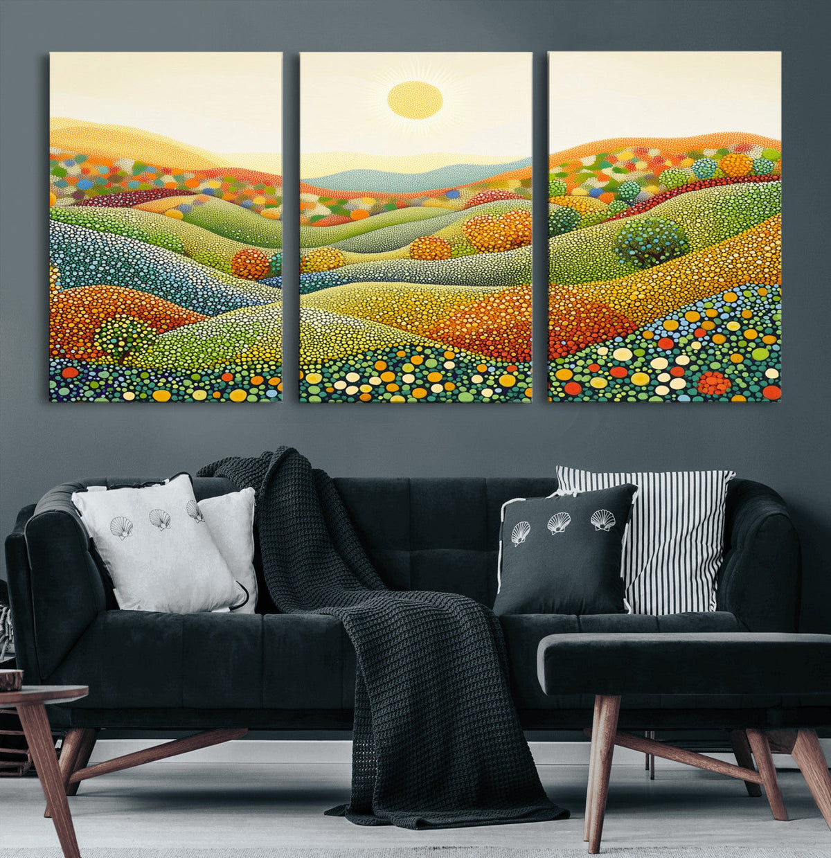 YAYOI KUSAMA Wall Art - Colorful Dot Art Landscape Canvas,