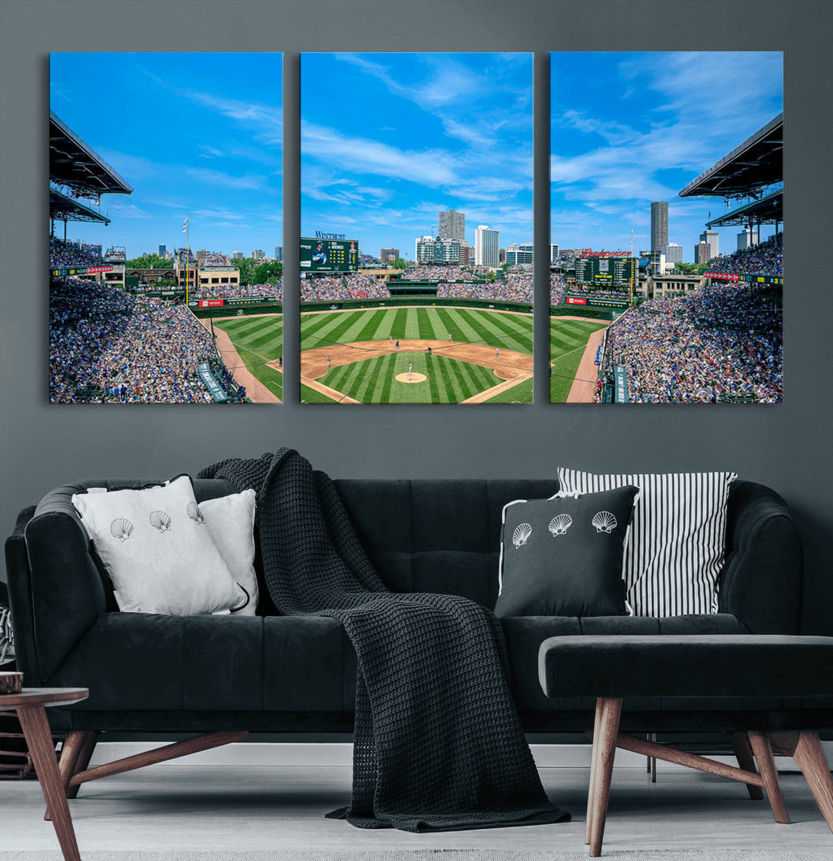 Wrigley Field Chicago Cubs Panoramic Art Multi-Piece Canvas