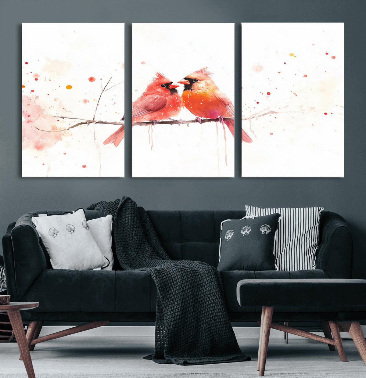 Cardinal Bird Canvas Wall Art - Male and Female Cardinal