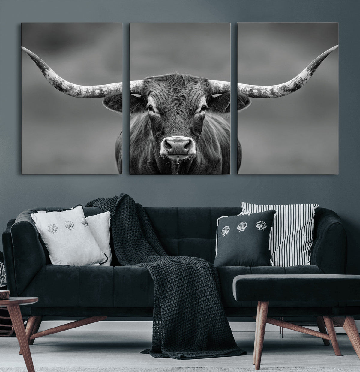 Texas Longhorn Wall Art Canvas Print – Framed Western Bull
