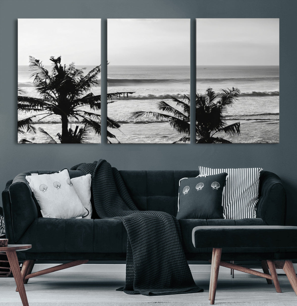 Tropical Coastline Wall Art Canvas Print – Framed Palm Trees