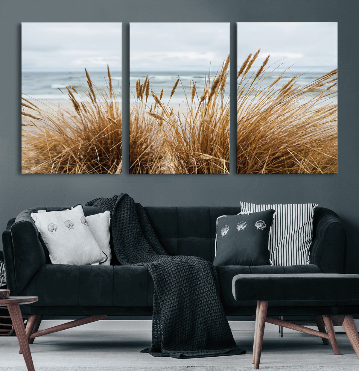 Beach Grass Wall Art Canvas Print – Framed Coastal Dunes Art