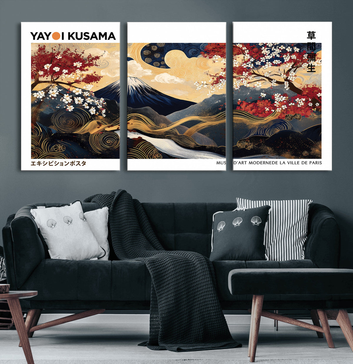 Modern Mount Fuji Wall Art Canvas Print – Framed Abstract
