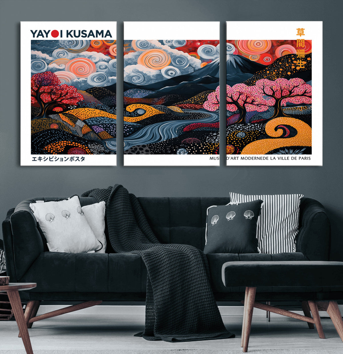 Modern Japanese Wall Art Canvas Print – Framed Abstract