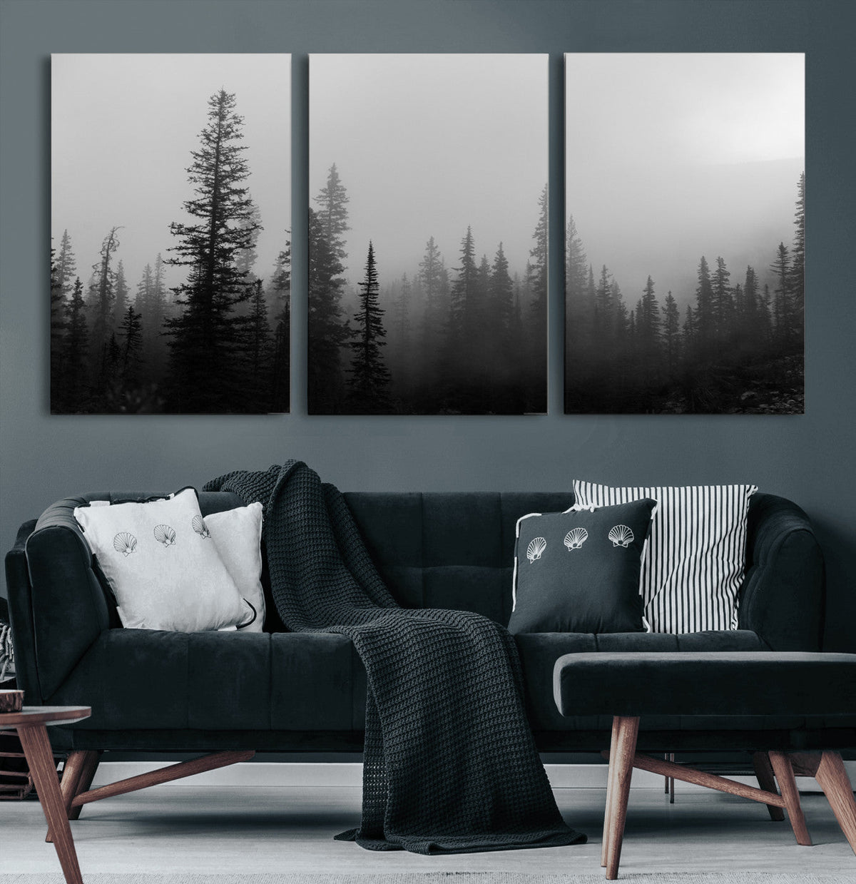Misty Pines Wall Art Canvas Print – Framed Woodland