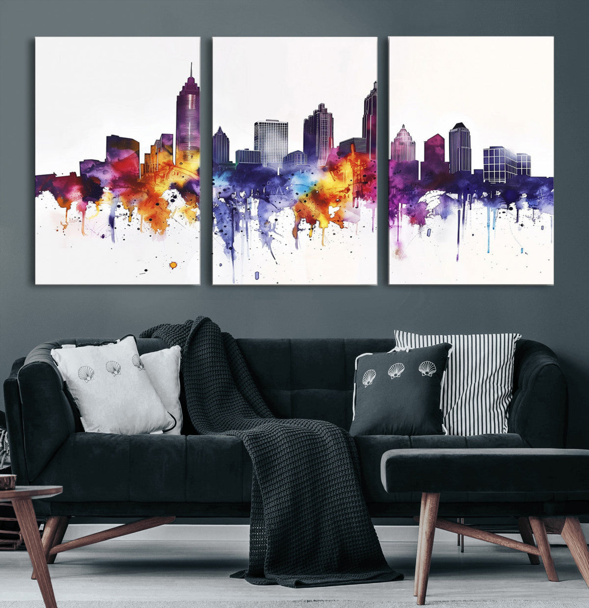 Atlanta Skyline Wall Art Canvas Print – Framed Colorful