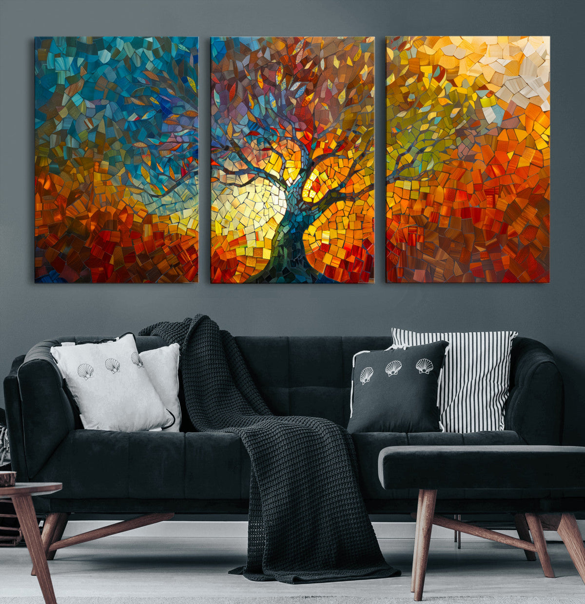 Yggdrasil Tree of Life Mosaic Stained Glass Wall Art, Tree