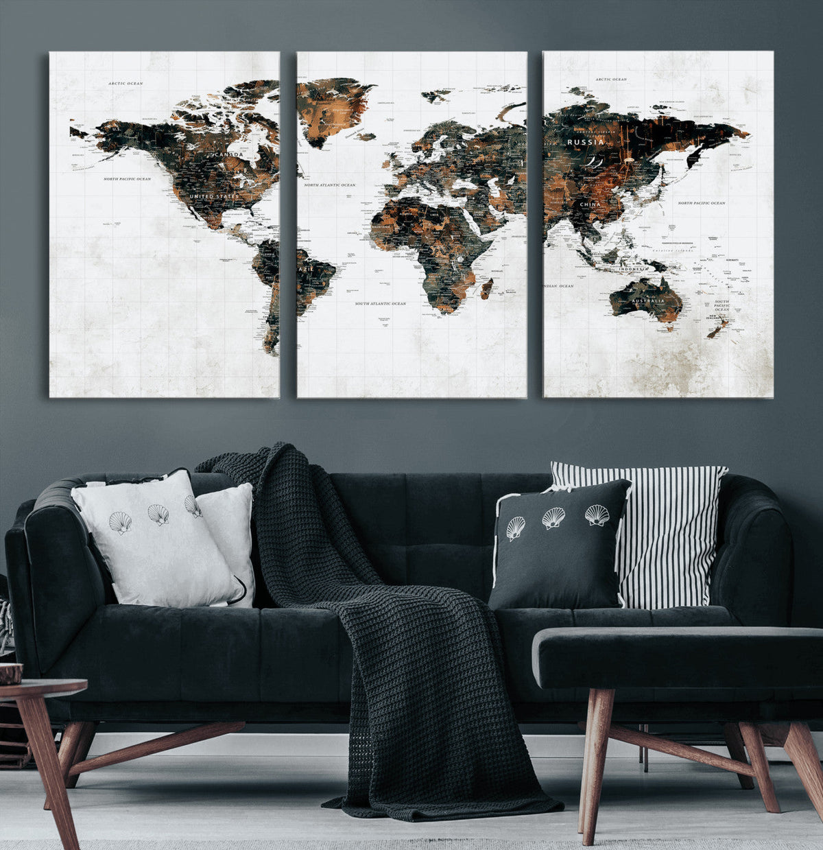 Large World Map Canvas Print – Framed Travel Map Wall Art