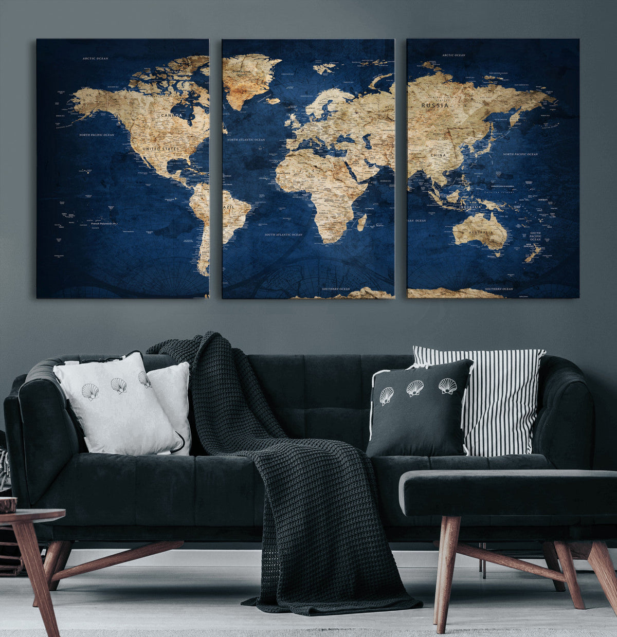 World Map Canvas Print – Framed Travel Map Wall Art for