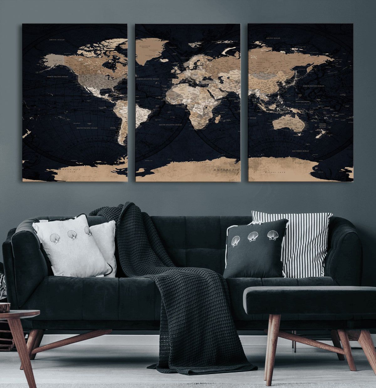 Grunge Wall Art World Map Canvas Print