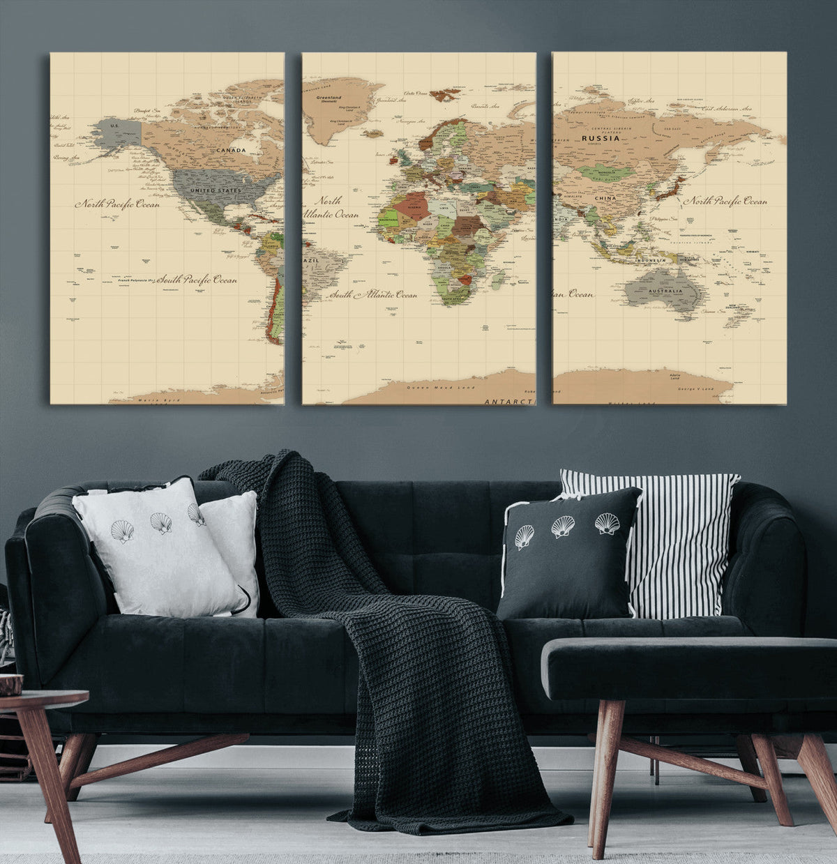 Extra Large World Map Canvas Print – Detailed Map of the