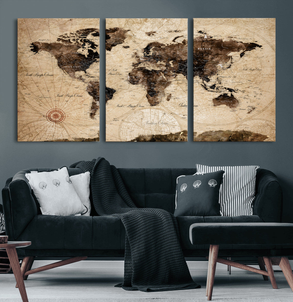 World Map Wall Art Canvas Print