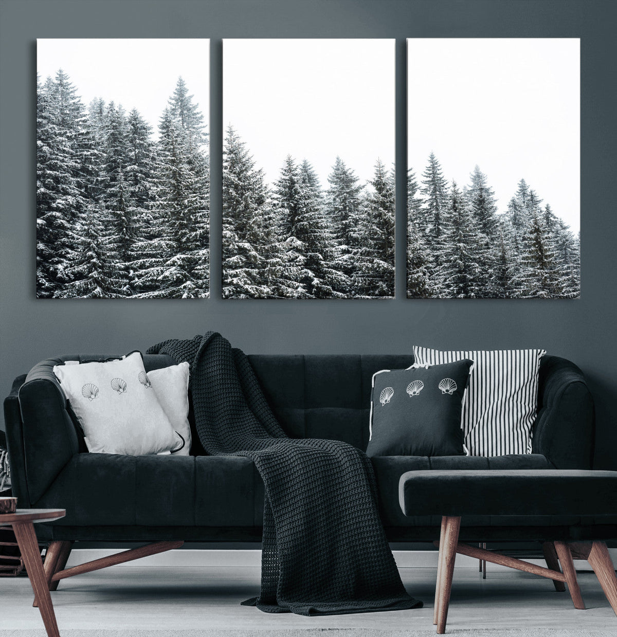 Misty Mountain Forest Canvas Print, Foggy Pine Trees Nature