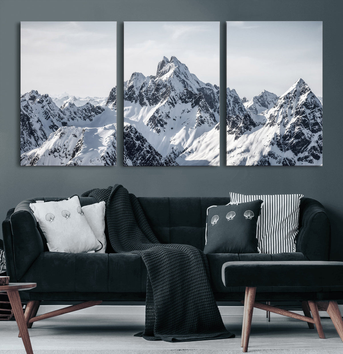Snowy Mountain Range Canvas Print, Alpine Peaks Landscape