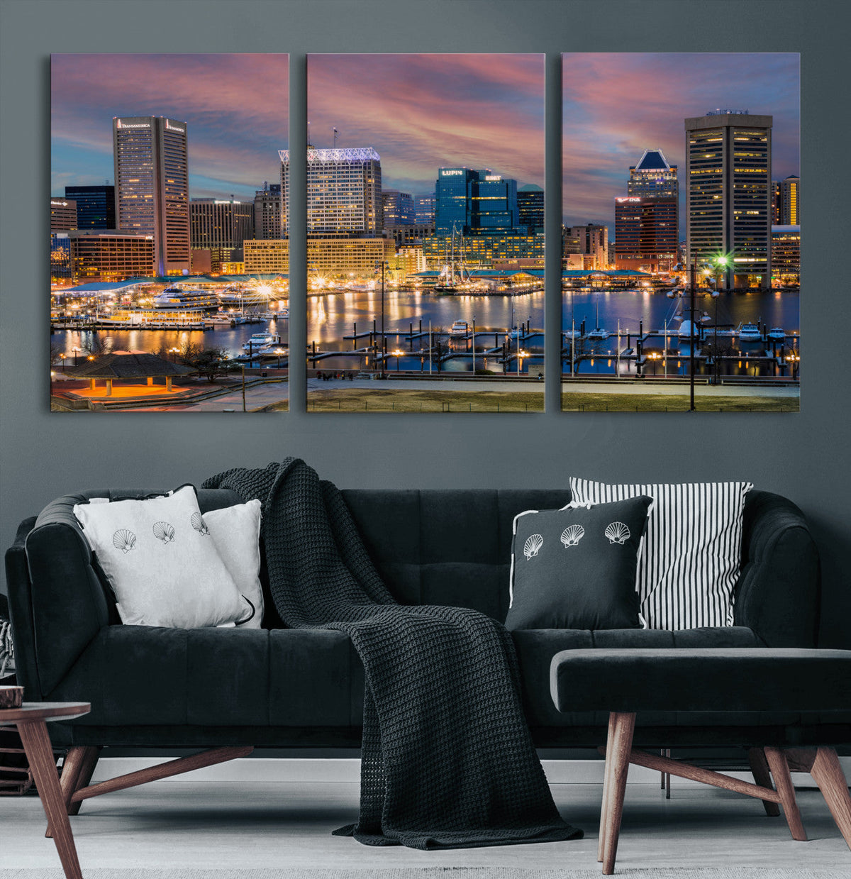 Baltimore Skyline Wall Art Canvas Print, Baltimore Downtown