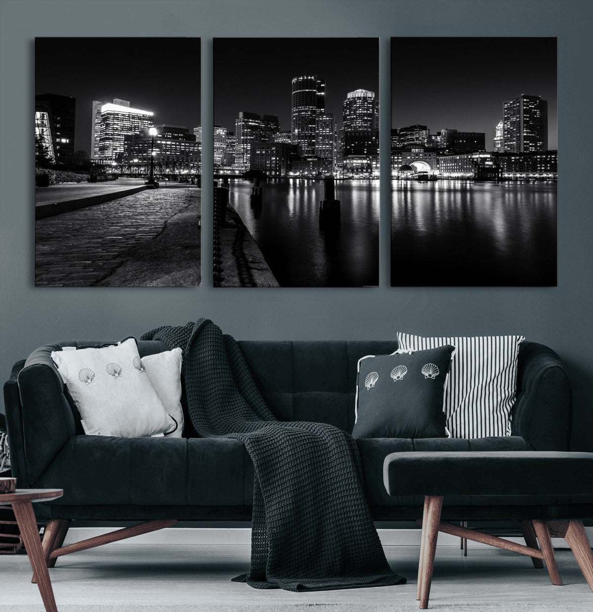 Boston Wall Art Canvas Print, Boston City Downtown Night