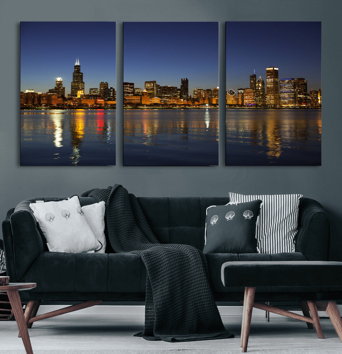 Chicago Wall Art Canvas Print - Chicago City Downtown Night