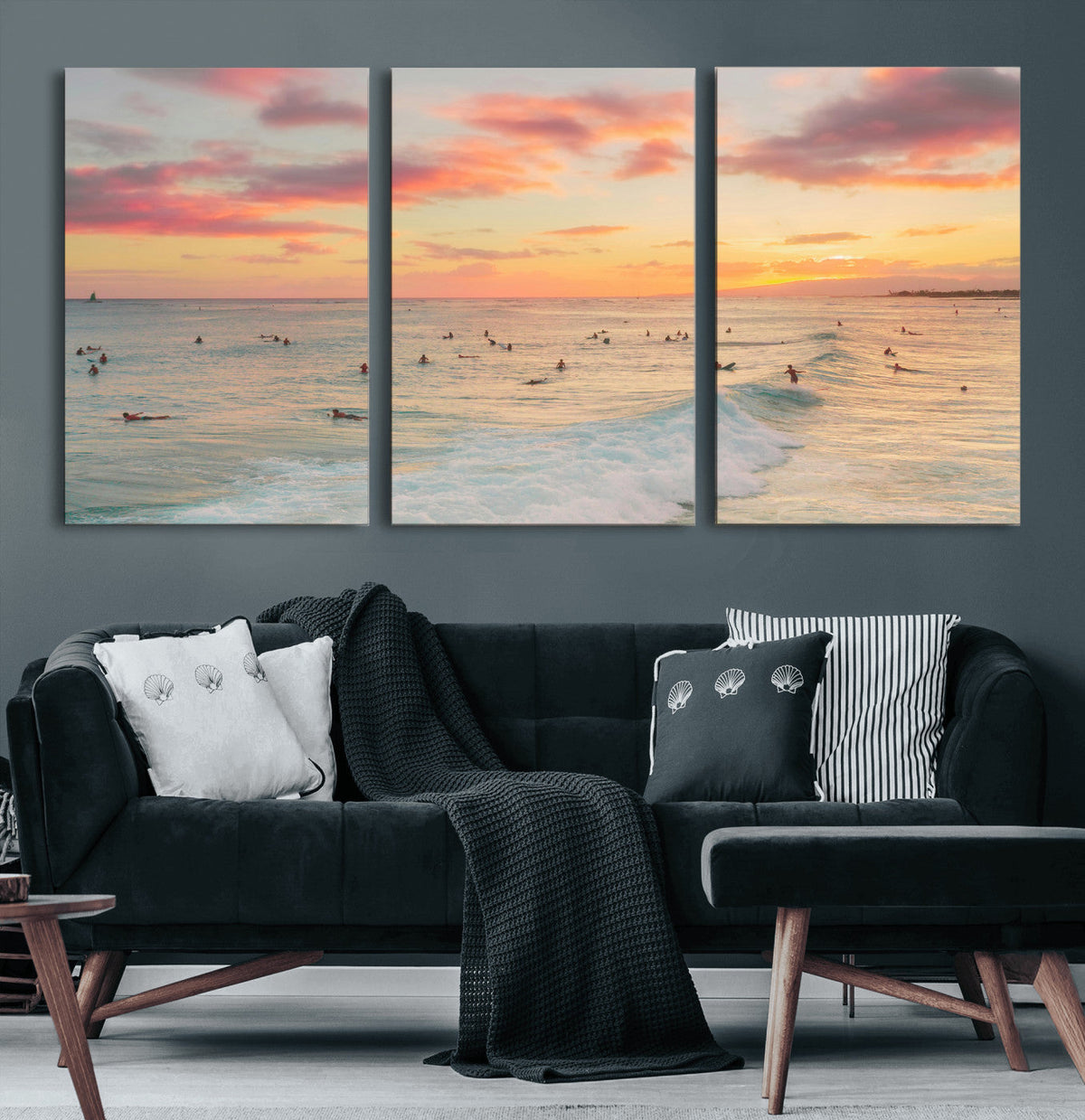 Sunset Beach Wall Art Canvas Print – Soft Coastal