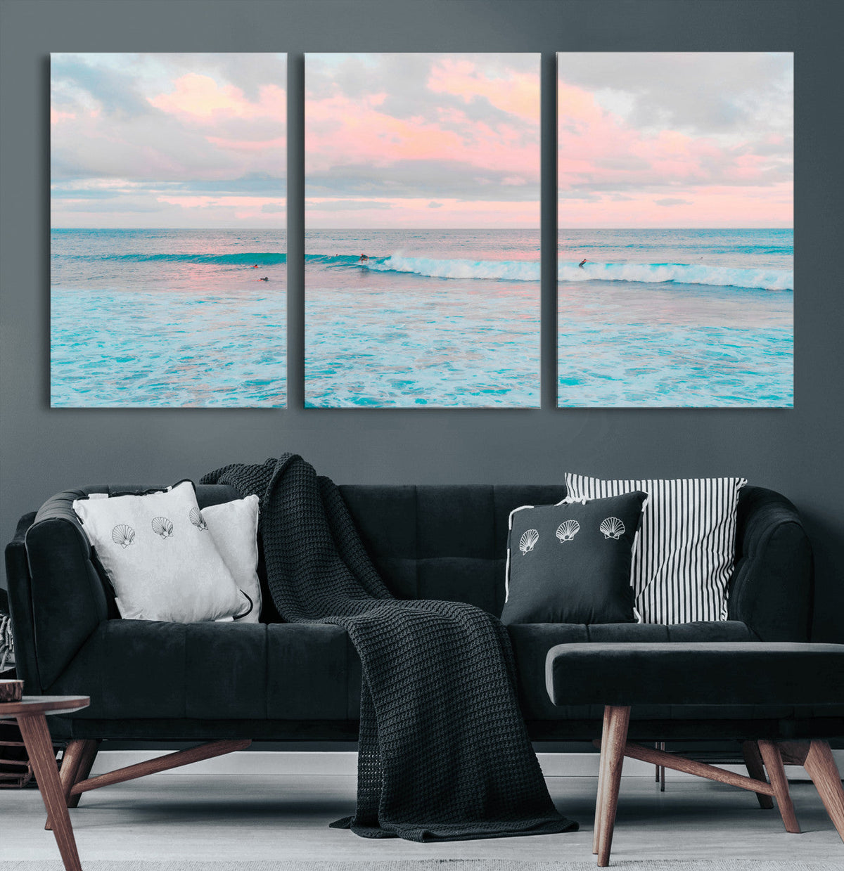 Ocean Wave Wall Art Canvas Print, Pastel Surf Seascape