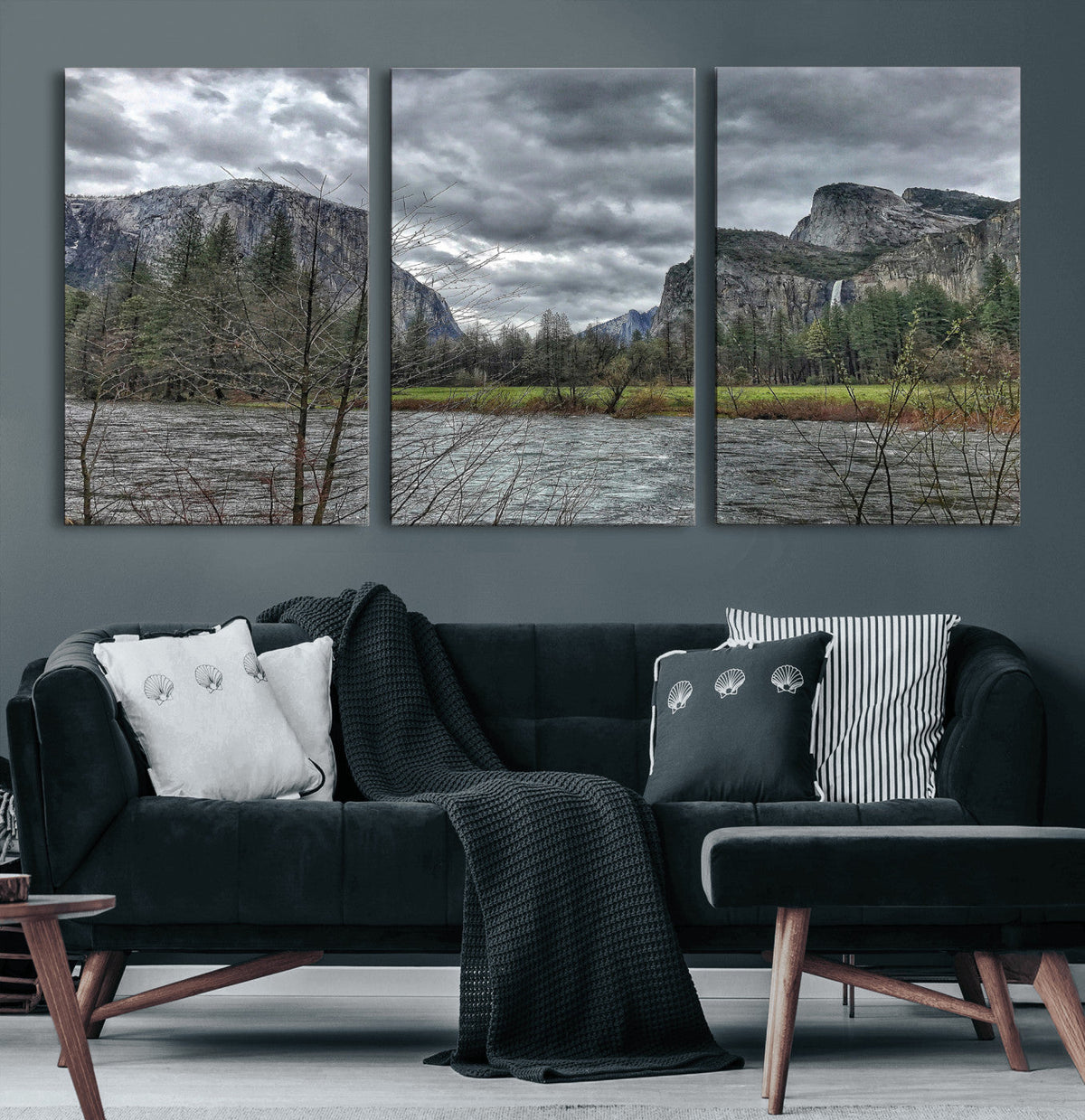 Yosemite Valley River Wall Art Canvas Print, Granite Cliffs