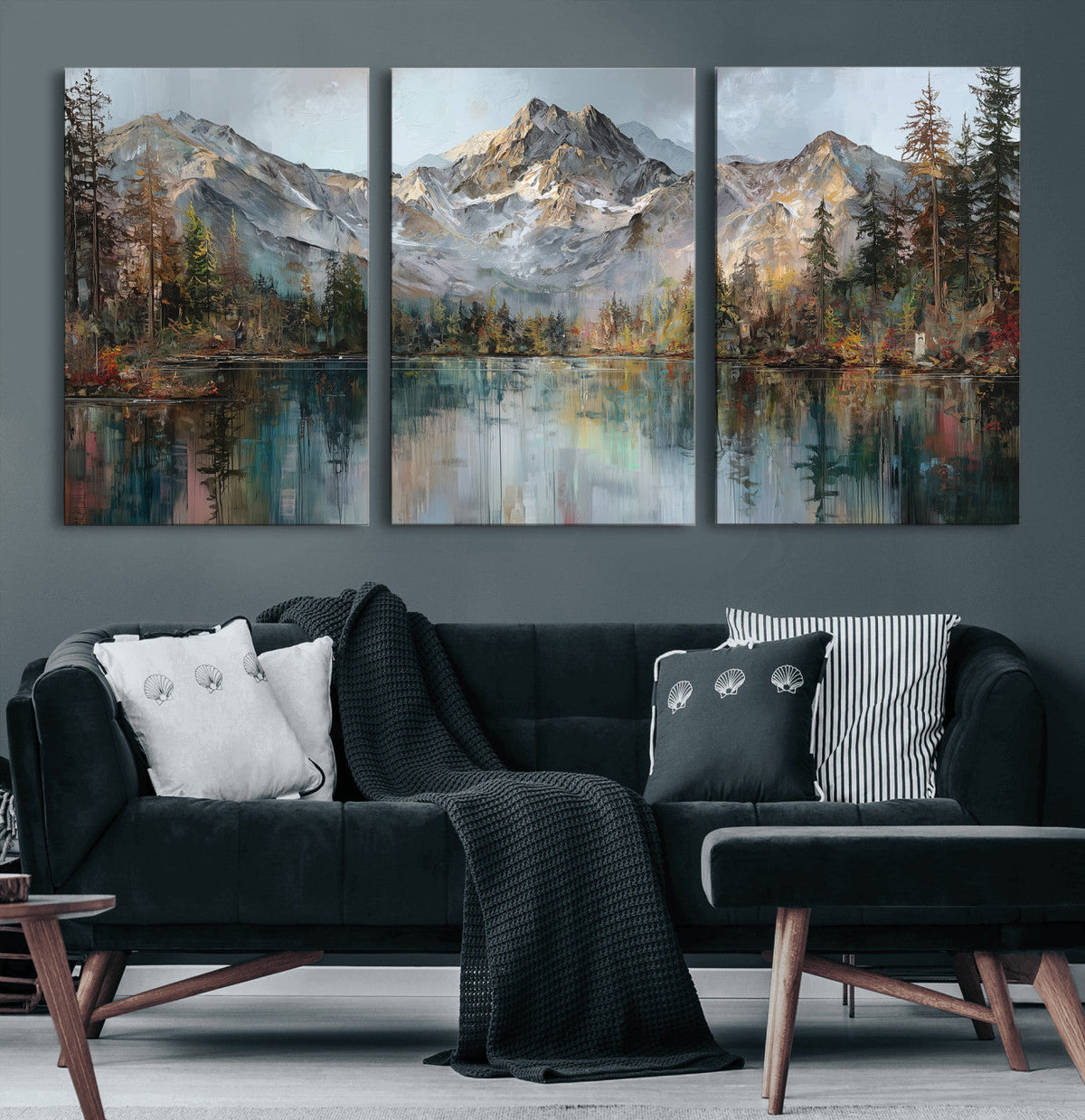 Drip Style Forest Lake Gold Art — Abstract Expressionist