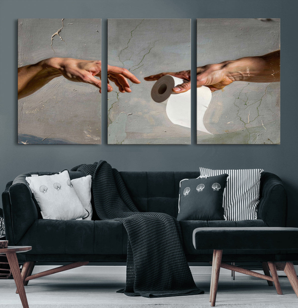 Funny Bathroom Wall Art Canvas, Creation of Toilet Paper