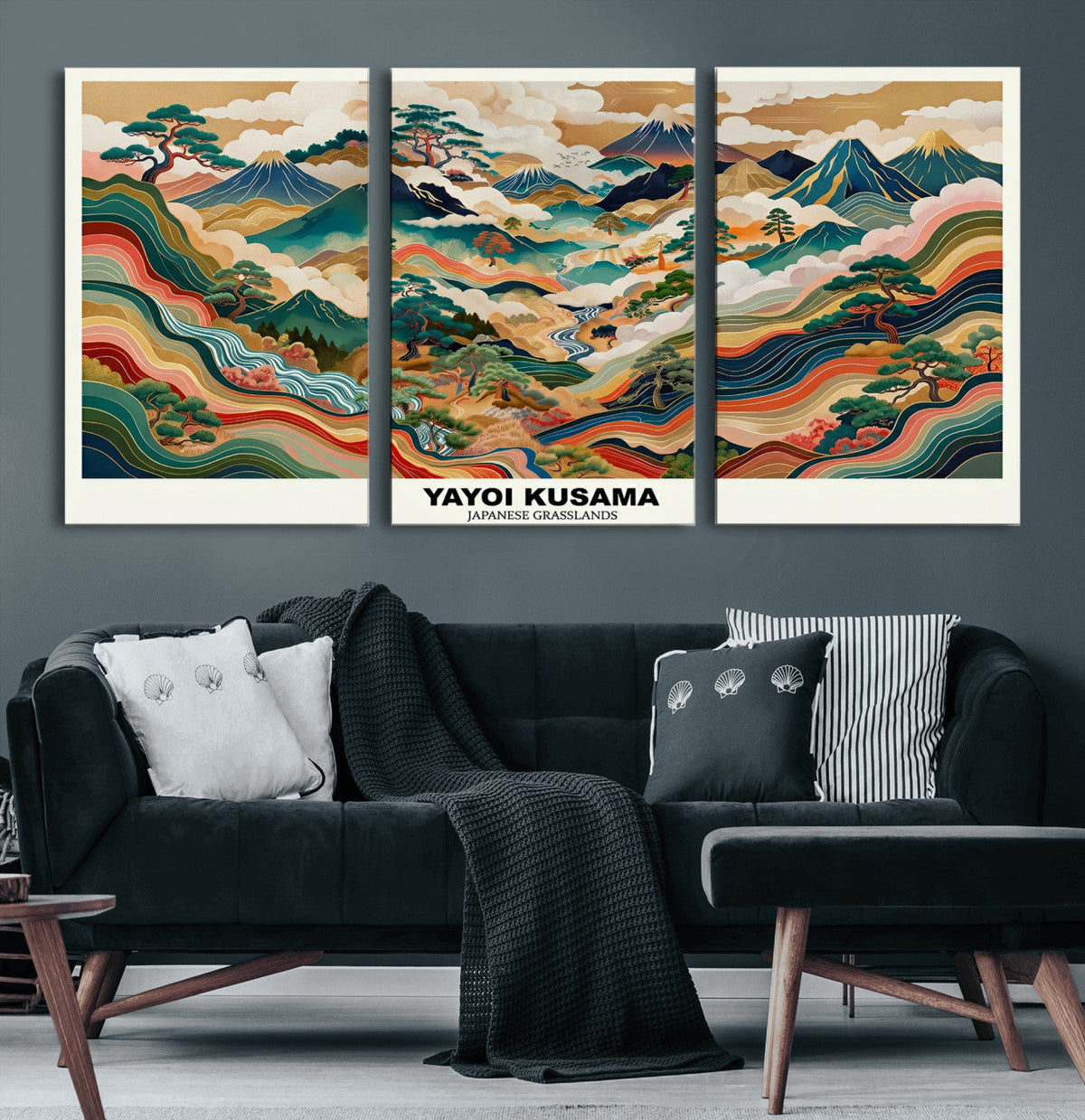 Japanese Grasslands Canvas Wall Art, Kusama Inspired
