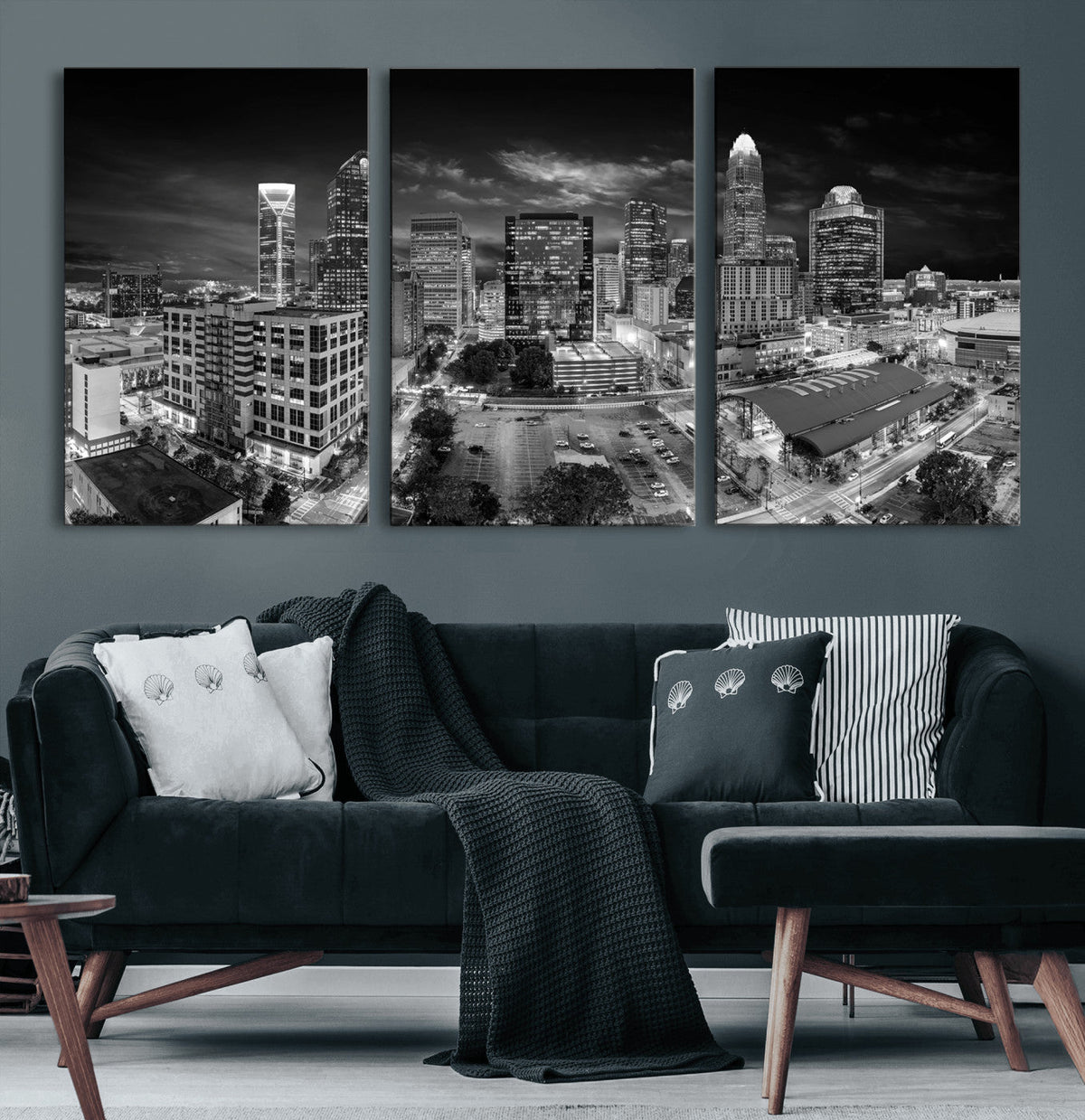 Charlotte Skyline Canvas Wall Art Print – North Carolina Cityscape Photography Print