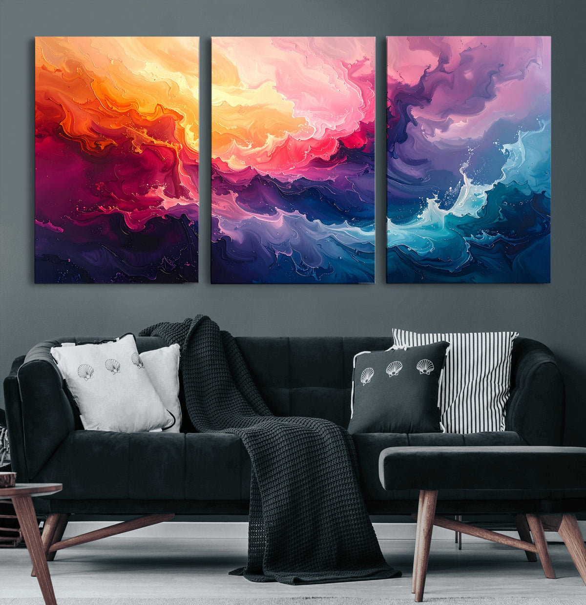Colorful Abstract Canvas Wall Art Print, Vibrant Popup Color Art Print