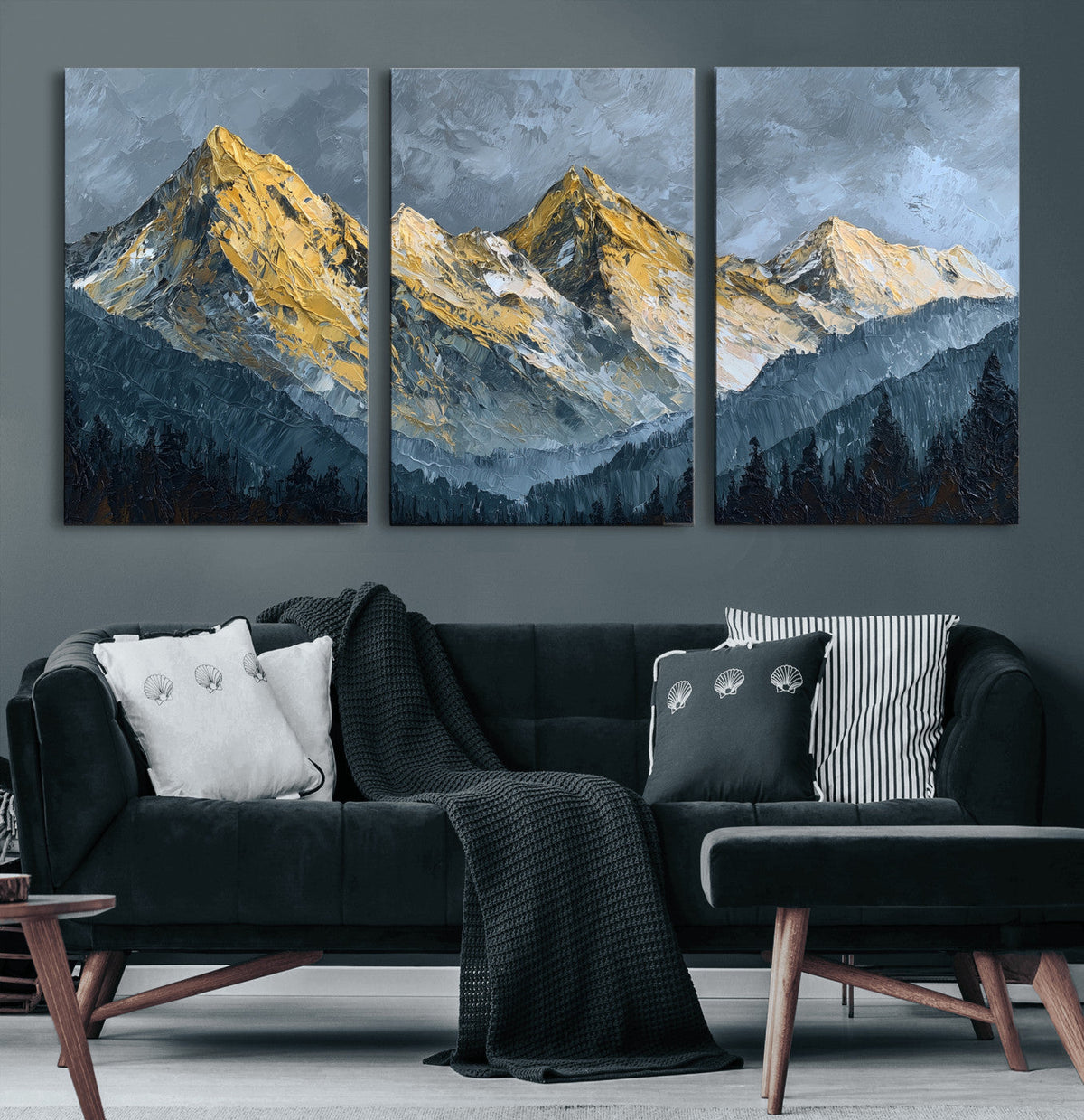 Abstract Mountain Wall Art Canvas Print Modern Landscape Painting Print