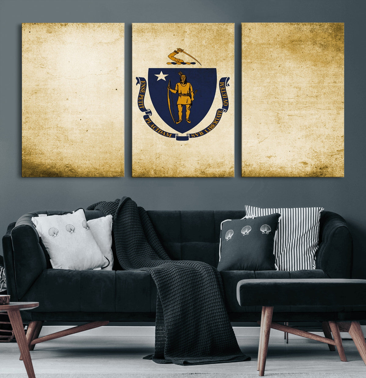 Massachusetts Flag Wall Art Canvas Print
