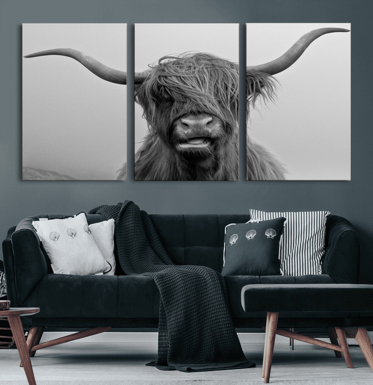 Texas Cow Wall Art Canvas, Texas Longhorn Cattle Canvas